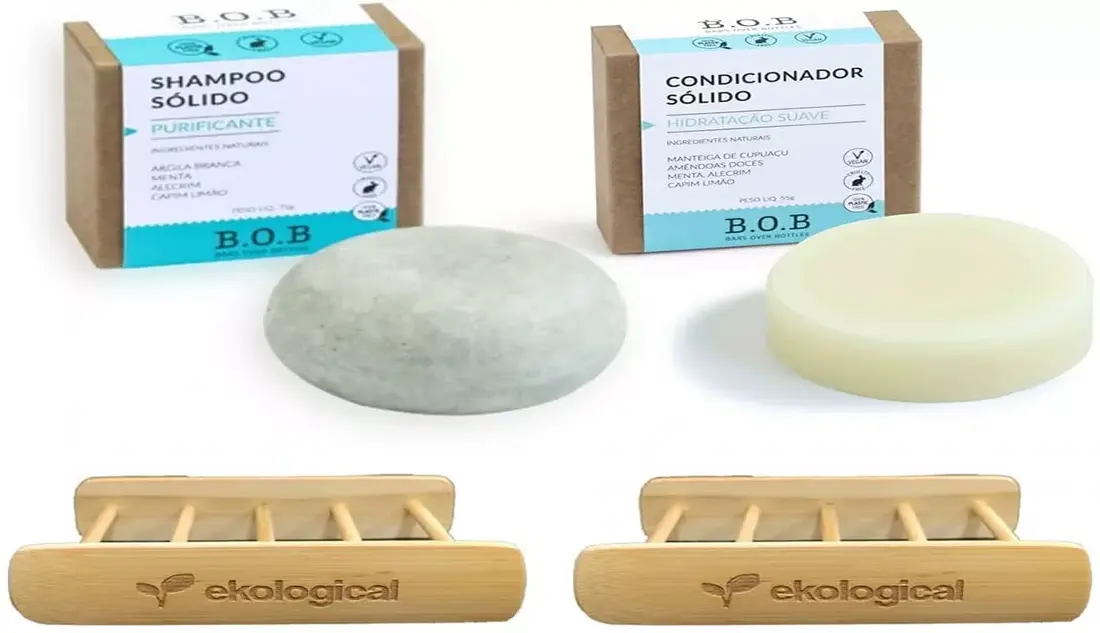 Produtos de cuidados pessoais em barra, sustentáveis e sem embalagem plástica